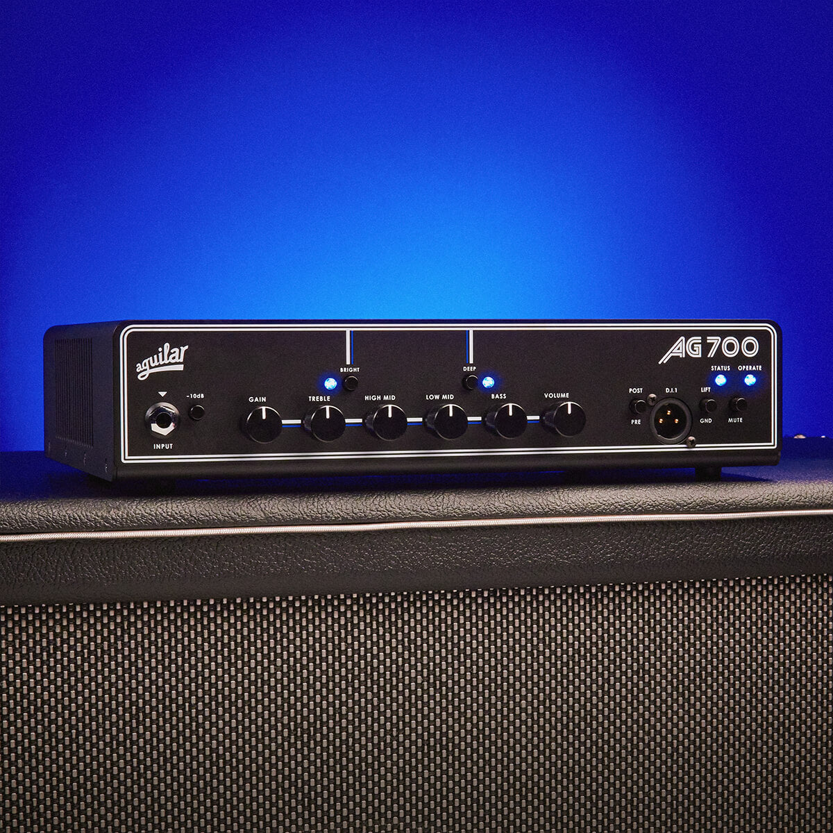 Aguilar AG700 on a blue background