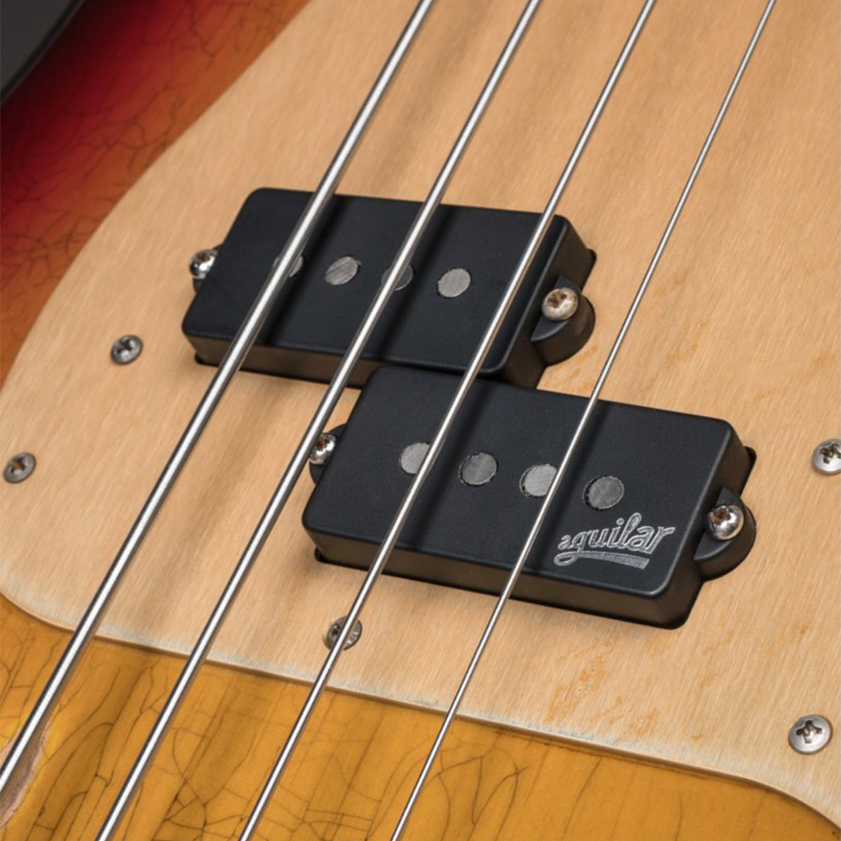 Aguilar AG 4P-60 P Bass pickup on a bass guitar close up.